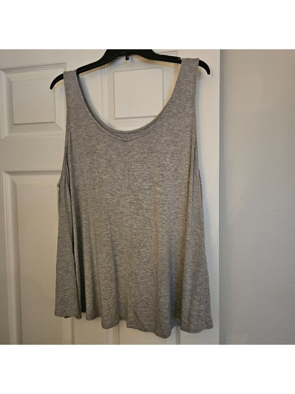 Simple Pleasures Womens Gray Loose-Fit Scoop Neck Tank Top 2X Lagenlook Comfort